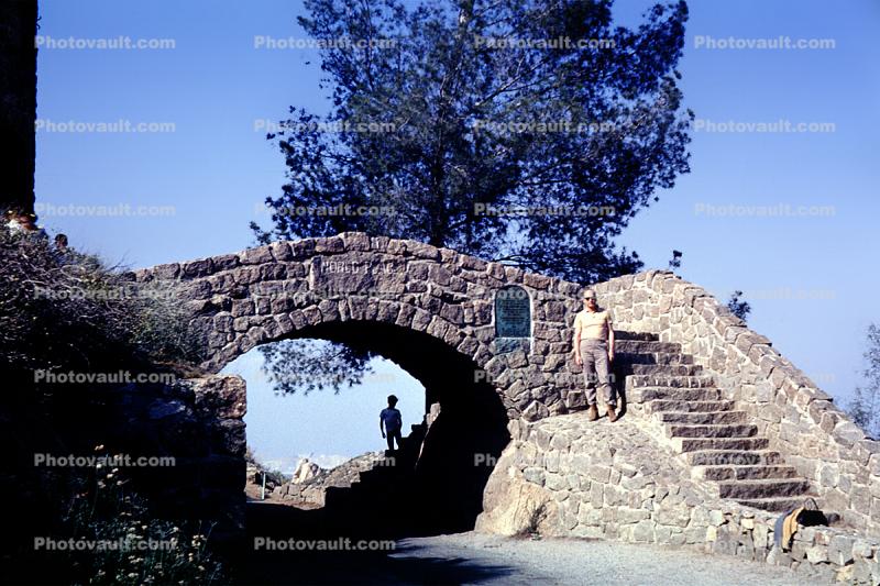 The Peace Bridge, Mount Roubidoux, landmark, Riverside, stone, May 1964, 1960s