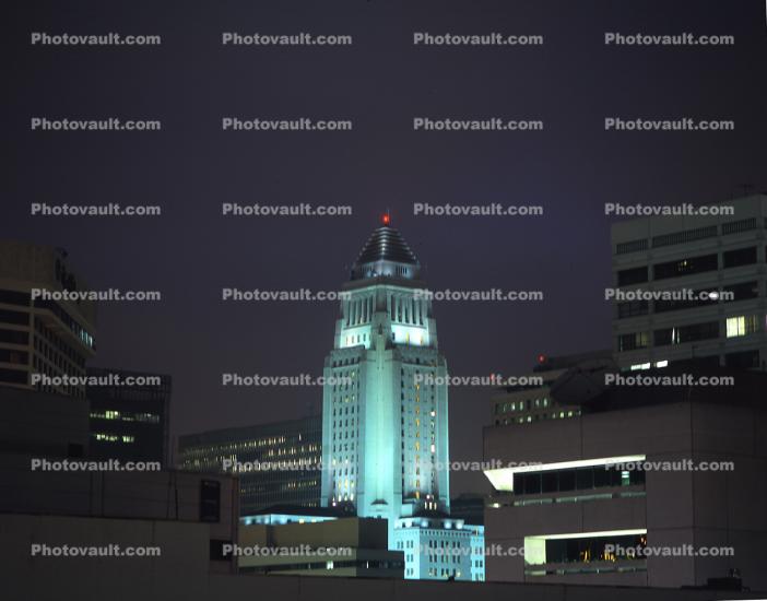 Night, Nightime, Exterior, Outdoors, Outside, Nighttime, Los Angeles City Hall, Government offices, Mayor's Office