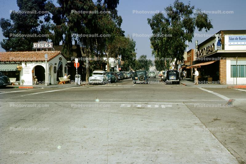 Marine Avenue looking East, Cars, automobile, vehicles, 1949, 1940s , 1950s