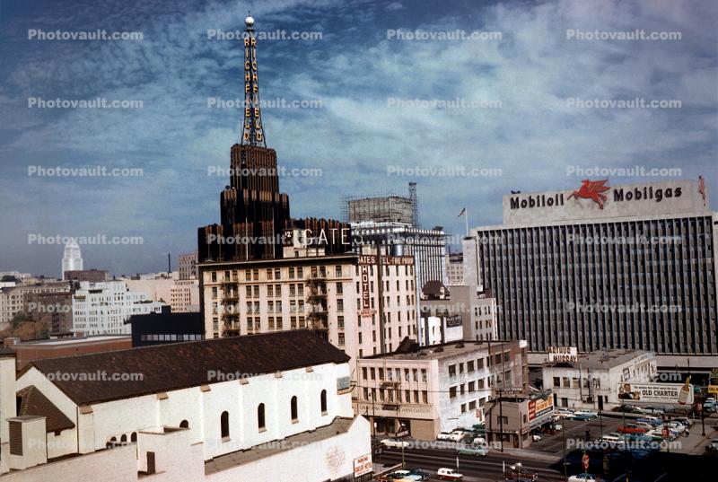 Downtown Los Angeles, Gates Hotel, Mobiloil, Mobilgas Headquarters, Flying Horse, 1950s