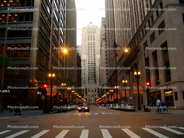 Chicago Board of Trade, Downtown Street, buildings, canyon