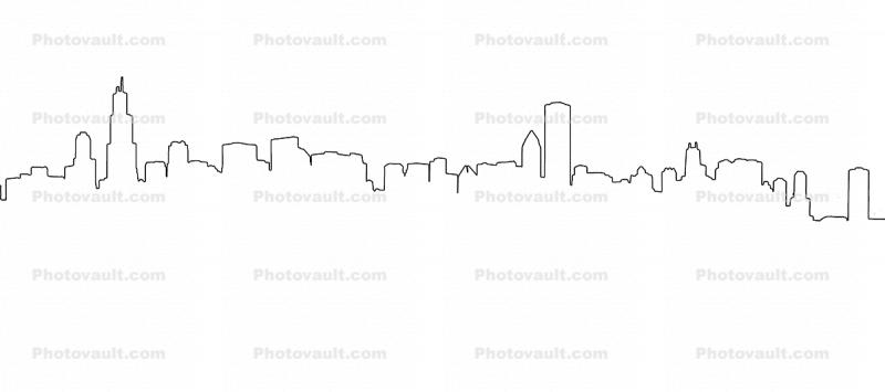 Chicago Skyline outline, line drawing, shape