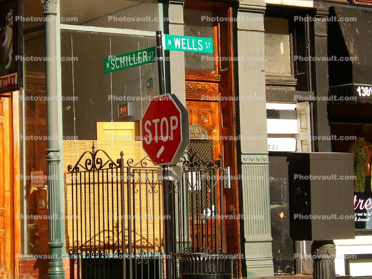 STOP, sign, Wells street