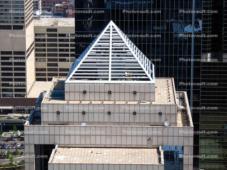 pyramid, abstract, 123 North Wacker building, office building, skyscraper, downtown, rooftoop
