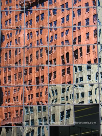A stepped reflection, abstract, building, High Rise, glass, downtown