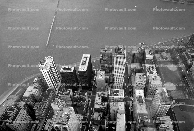 skyscrapers, buildings, Looking Down, Lake Michigan, Lakeshore Drive, Skyline, cityscape, coastal