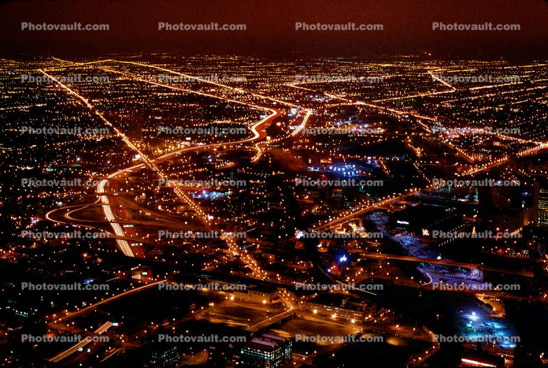 Streets and Highways in the Night, Skyline, Buildings, cityscape