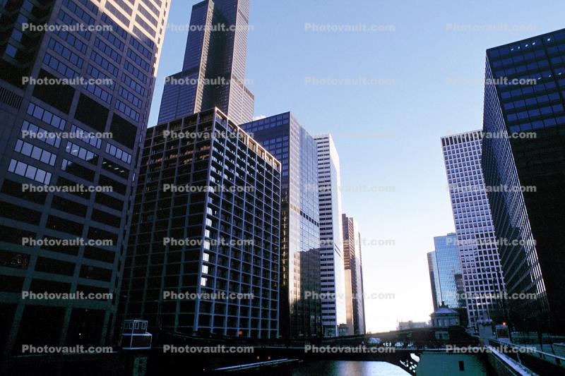 Chicago River, skyscrapers, buildings