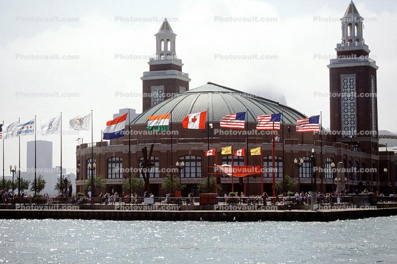 Pavailion, Navy Pier, windy, wind, towers, building, fog