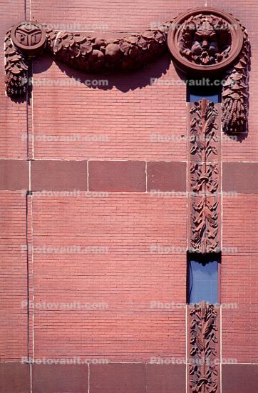 Harold Washington Library, red brick, detail, window