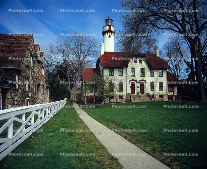 Grosse Point Light Station, Evanston, Grosse Point Harbor Lighthouse, Illinois, Lake Michigan, Great Lakes