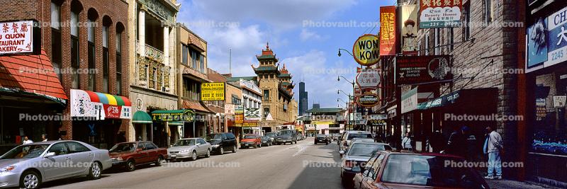 Chinatown, Panorama, cars, automobiles, vehicles