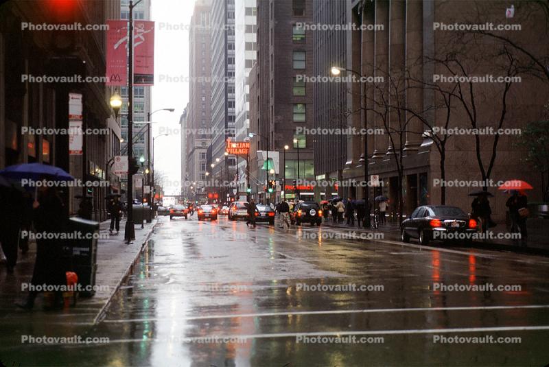 Chicago Board of Trade Building, Rain, Rainy, Cars, automobile, vehicles