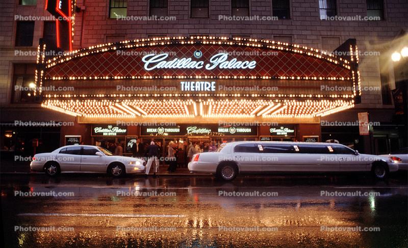 Cadillac Palace Theatre, car, stretch limousine