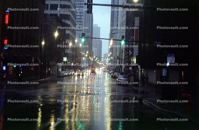 Rain, rainy, street, traffic lights, cars, building, automobiles, vehicles