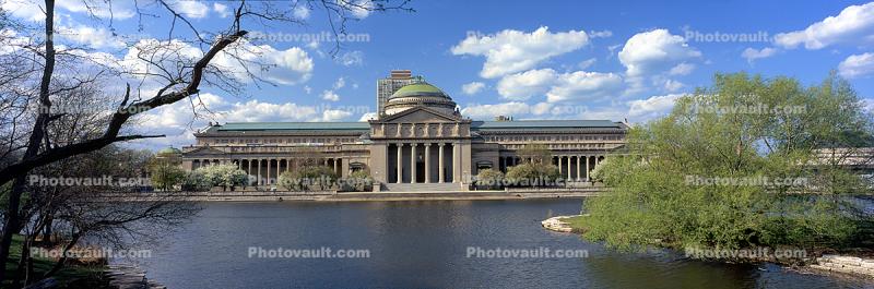 Museum of Science and Industry, building, columns, dome, Panorama