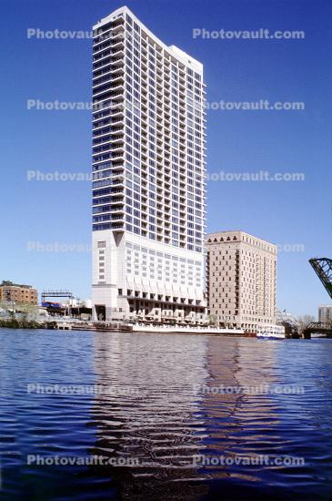 Flat Highrise, building, reflection, Chicago River