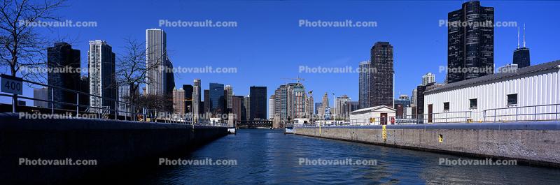 Chicago River Canal, Panorama, skyline, skyscrapers, buildings, cityscape