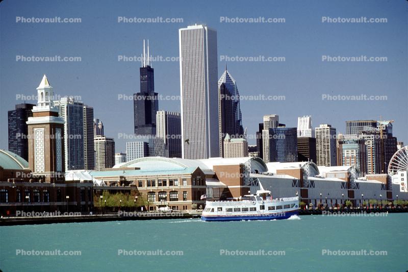 Navy Pier, Aon Center, Excursion Tour Boat, Willis Tower, tourboat