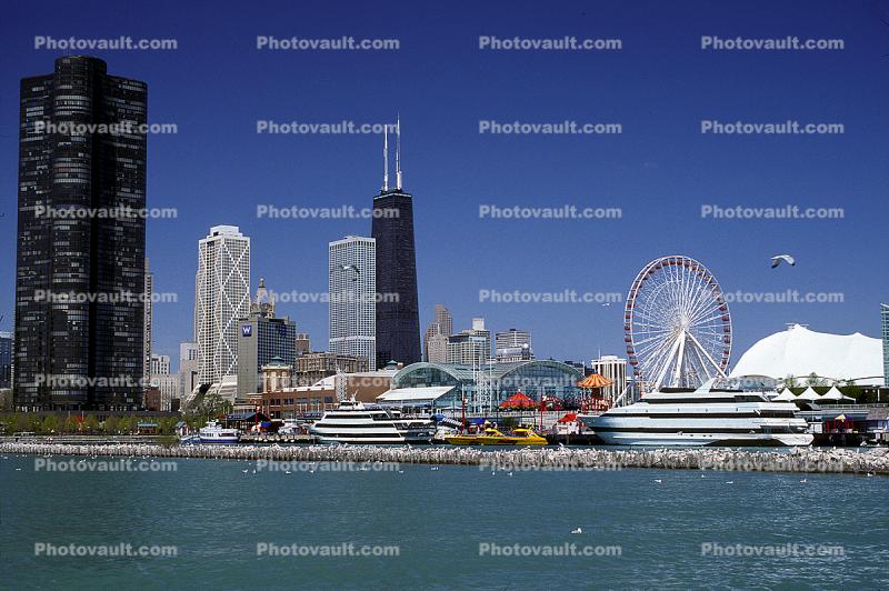 Lake Point Tower, Ferris Wheel, Navy Pier, skyscraper, high-rise residential building