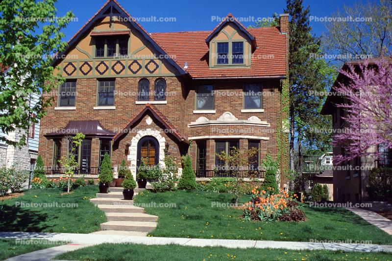 Red Brick Home, Garden, Red Roof, Oak Park