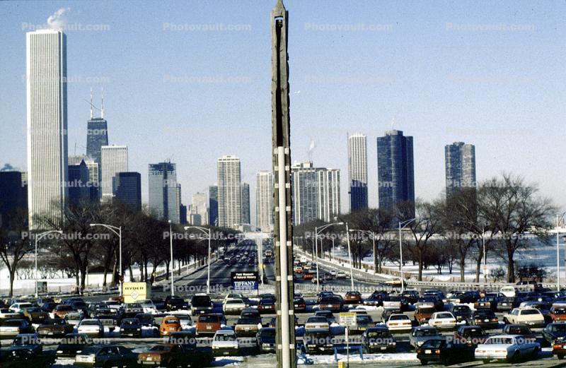 Aon Center, Lakeshore Drive, cars, automobile, vehicles, 1970s
