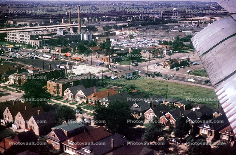 urban homes, park, buildings, August 1954