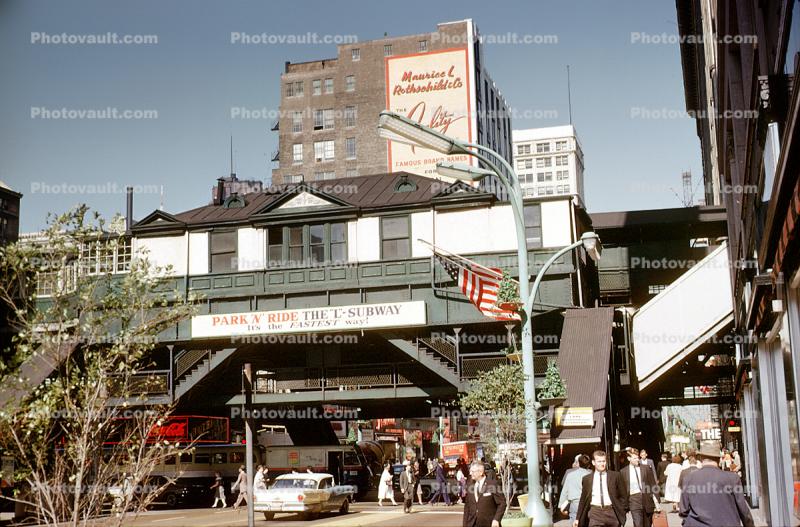 Chicago-El, Elevated, Station, CTA, Car, Automobile, Vehicle, September 1962, 1960s
