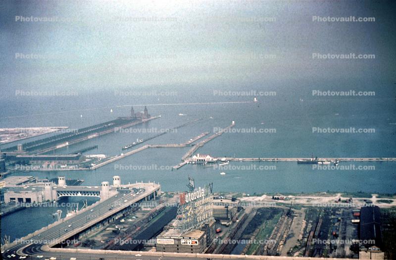 Navy Pier, Chicago River, Lakeshore Drive, 1950s