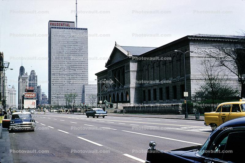 One Prudential, skyscraper, The Art Institute of Chicago, Car, Automobile, Vehicle, Buildings, May 1961, 1960s