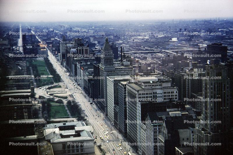 Michigan Avenue looking south, Buildings, May 1961, 1960s