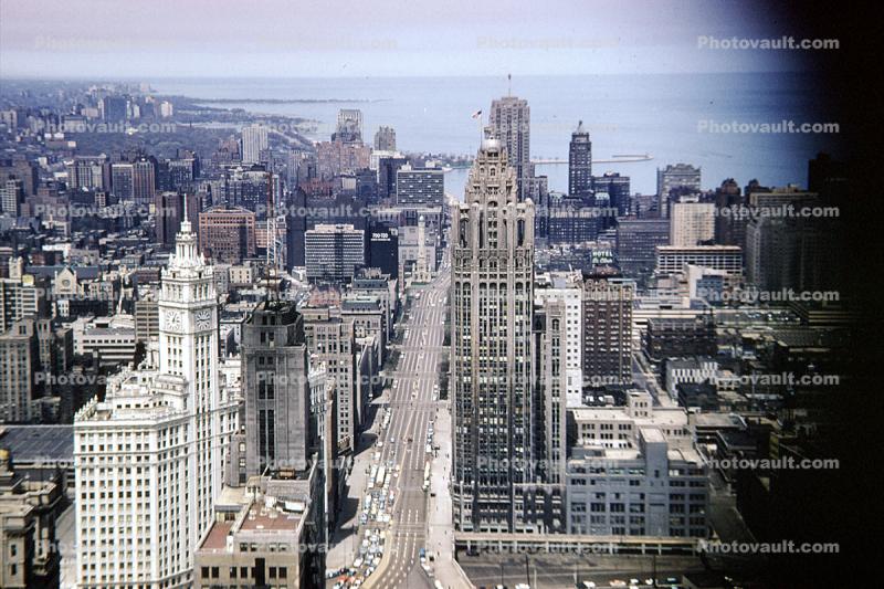 Looking-Down Michigan Avenue, Buildings, May 1961, 1960s