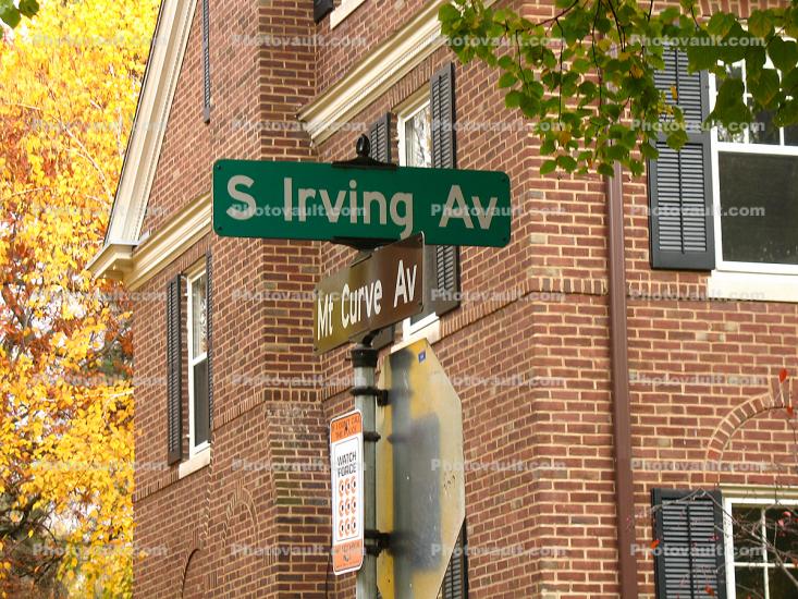 street sign, autumn