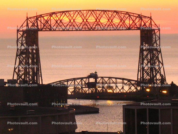 Duluth Aerial Lift Bridge, Harbor, Sunrise