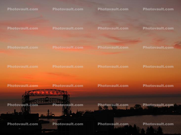 Duluth Aerial Lift Bridge, Harbor, Sunrise