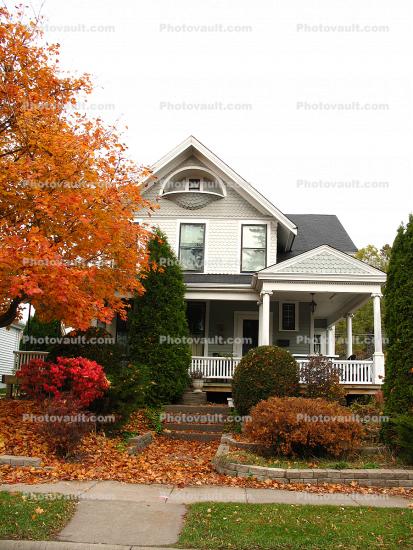 Home, House, Single Family Dwelling Unit, Autumn, Trees, Leaves