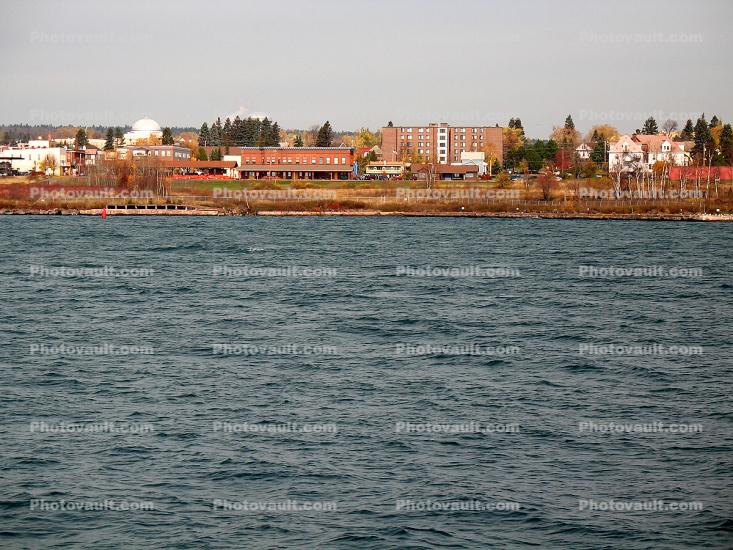 Skyline, buildings, Two Harbors, north shore of Lake Superior