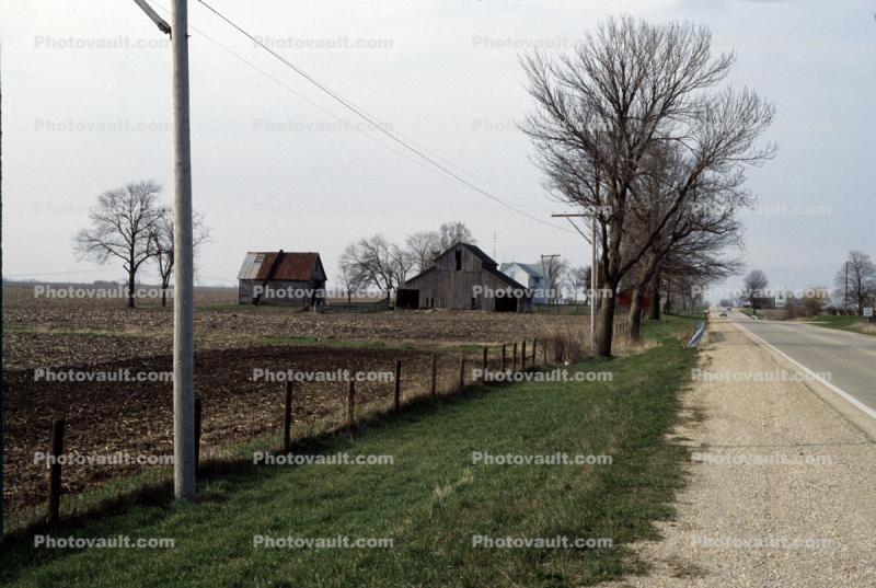 Farm, Barn, Trees, Country Road, Dixon, May 1983, 1980s