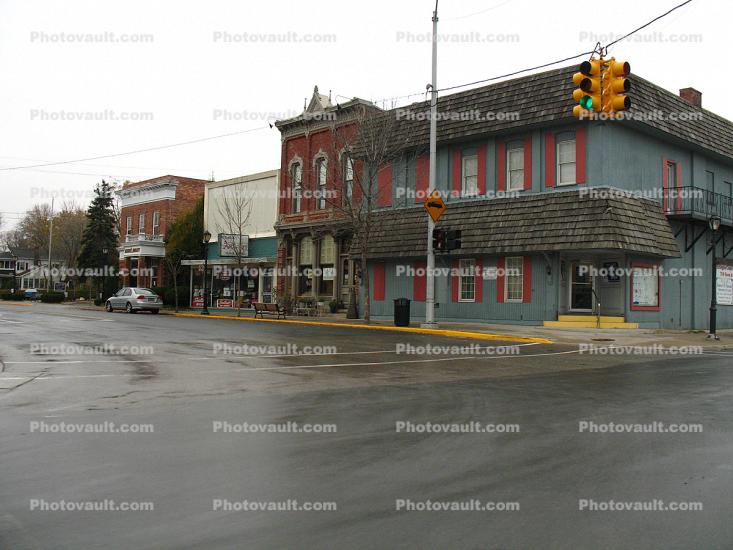 Main Street, Small Town, Downtown, Little Town, Americana, street signal light, buildings, shops, Lexington