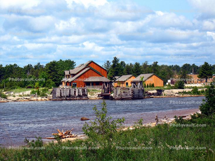 River, Barns, Water, Manistique
