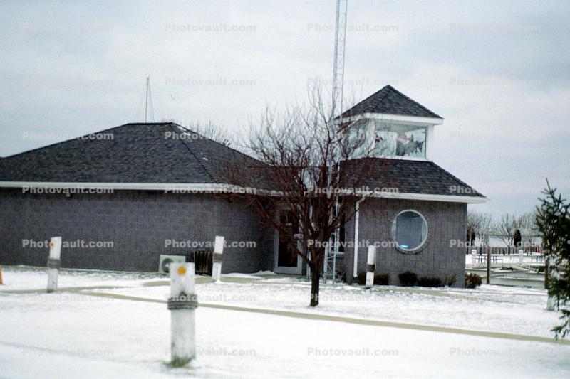 Building, Michigan_City, Flag Mast, Snow, Winter