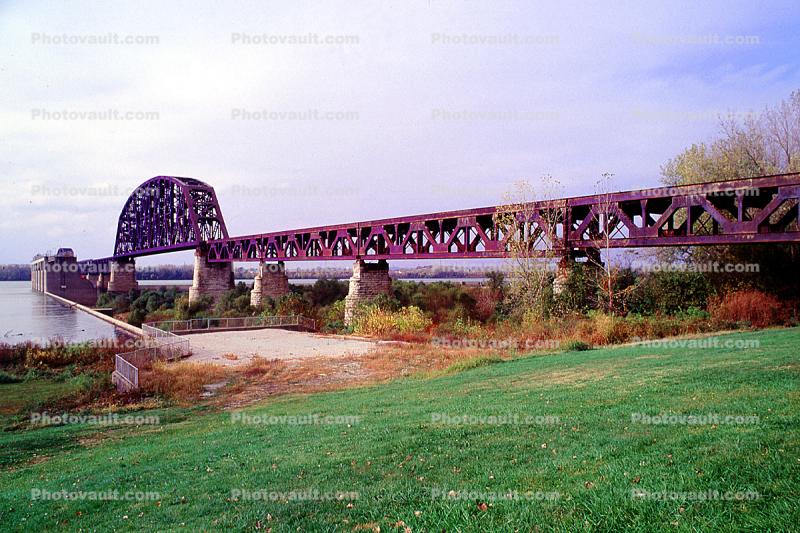 Ohio River, Clarksville, Fourteenth Street Bridge, railroad bridge, Ohio Falls Bridge, Truss vertical-lift bridge