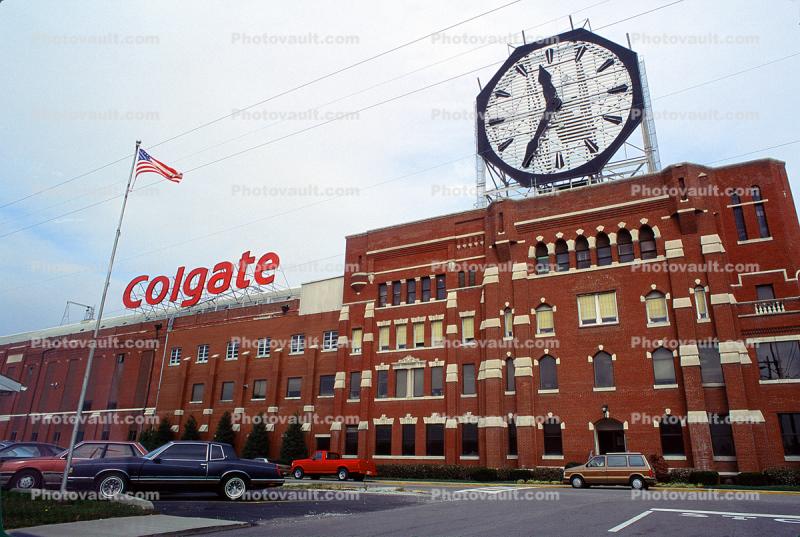 building, huge clock at  Colgate Factory, Clarksville, outdoo, outside, exterior