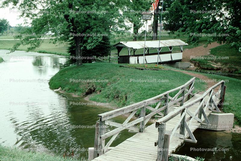 Wooden Bridge, footbridge, stream, lake, path