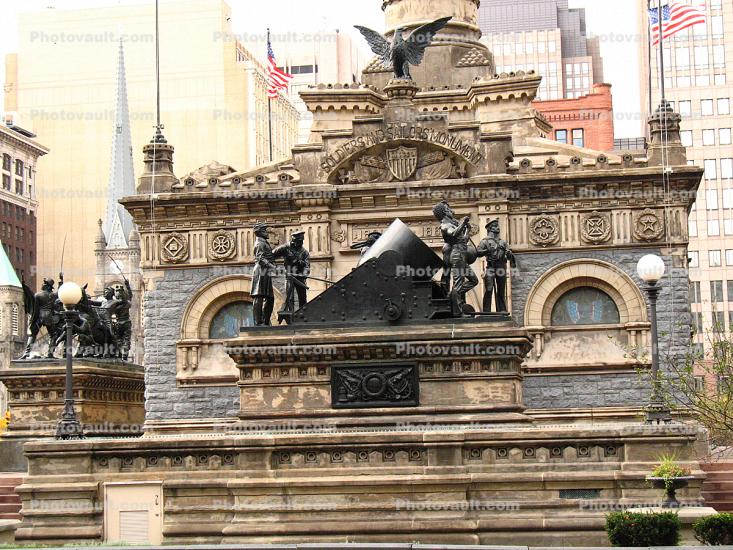 The Mortar Statue, Soldiers and Sailors Monument, memorial, soldiers, statue, downtown Cleveland