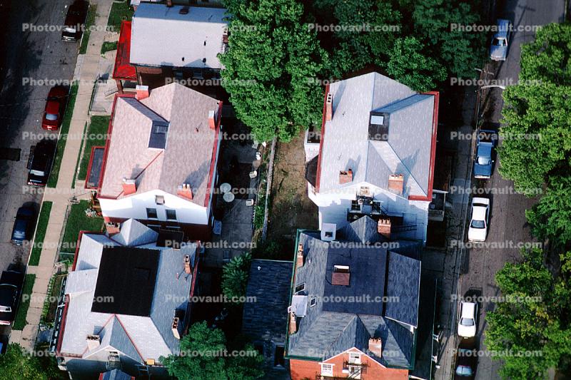 homes, houses, rooftops, buildings, Cincinnati, 7 September 1997