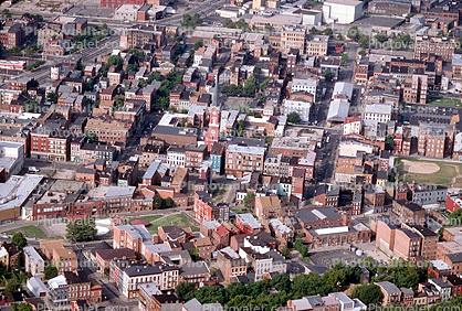 homes, houses, rooftops, buildings, Cincinnati, 7 September 1997