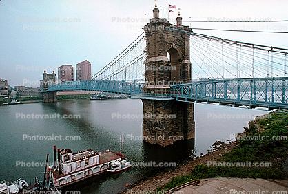 Roebling Suspension Bridge, Landmark, Ohio River, Cincinnati, 7 September 1997