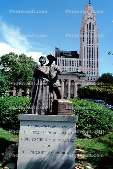 Statue, Monument, To Honor thee Immigrants - The Strength of our Nation - a Gift to the City of Columbus from The United Italian Americans, 1992