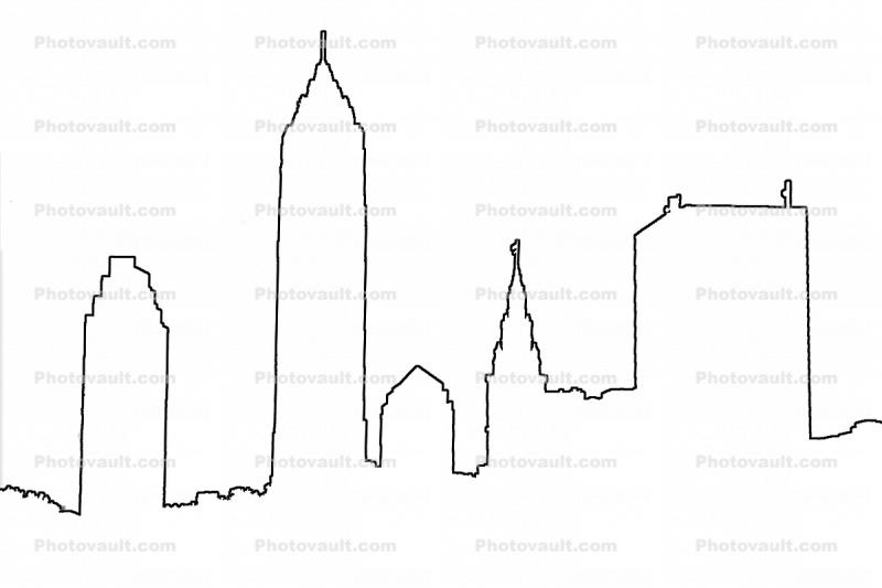 Cleveland Skyline outline, line drawing, shape, 18 September 1997